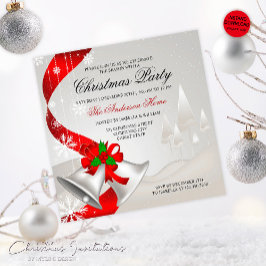 Elegant Red Loop Silver Bells kerstmis Kaart