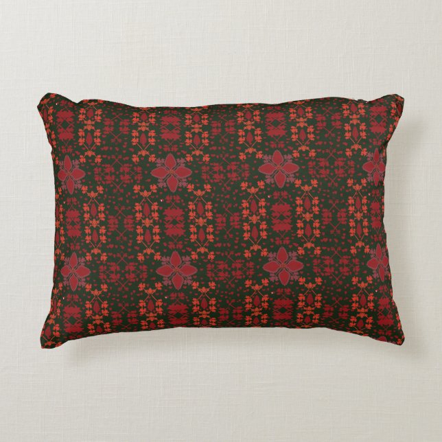 Elegant Red Mandala Geometric Bedroom & Home Texti Accent Kussen (Voorkant)