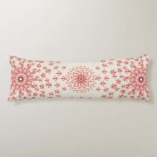 Elegant Red Mandala Geometric Bedroom & Home Texti Lichaamskussen (Voorkant)