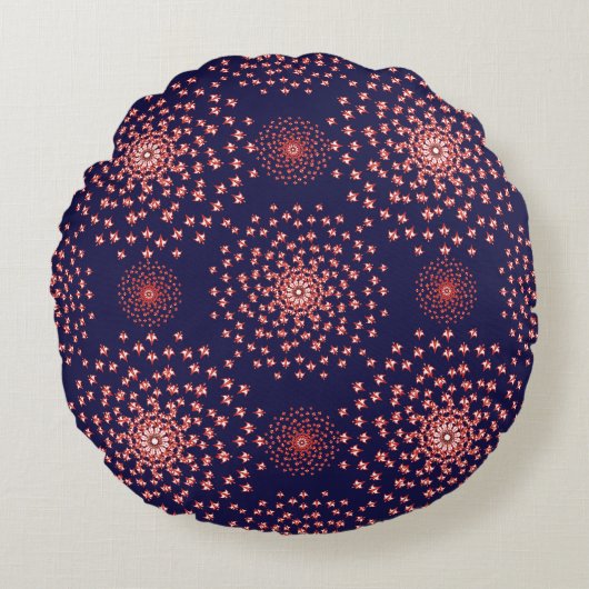 Elegant Red Mandala Geometric Bedroom & Home Texti Rond Kussen (Voorkant)