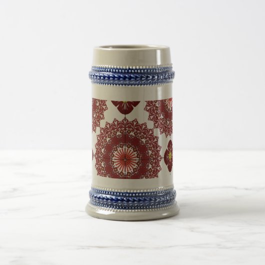 Elegant Red Mandala Pattern Beer Stein – Artistic  Bierpul (Center)