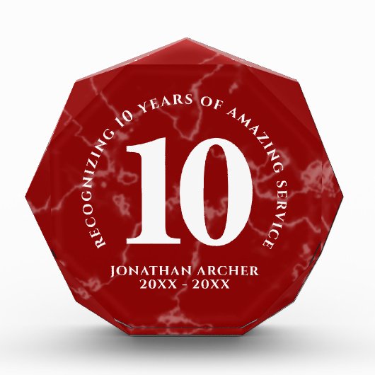 Elegant Red Marble 10 jaar Jubileum Fotoblokken (Voorkant)