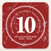 Elegant Red Marble 10 jaar Jubileum Kartonnen Onderzetters (Voorkant)