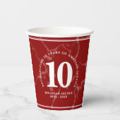 Elegant Red Marble 10 jaar Jubileum Papieren Bekers (Voorkant)