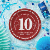 Elegant Red Marble 10 jaar Jubileum Papieren Bordje (Feest)