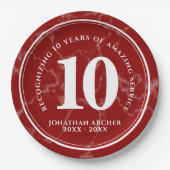 Elegant Red Marble 10 jaar Jubileum Papieren Bordje (Voorkant)