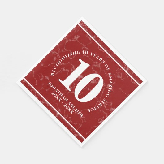 Elegant Red Marble 10 jaar Jubileum Servet (Hoek)