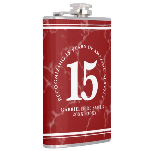 Elegant Red Marble 15 jaar Jubileum Heupfles (Rechts)