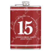 Elegant Red Marble 15 jaar Jubileum Heupfles (Voorkant)