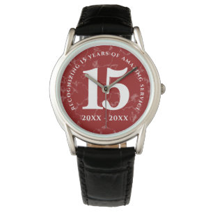 Elegant Red Marble 15 jaar Jubileum Horloge