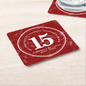 Elegant Red Marble 15 jaar Jubileum Kartonnen Onderzetters (Schuin)