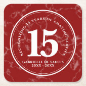 Elegant Red Marble 15 jaar Jubileum Kartonnen Onderzetters (Voorkant)