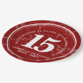 Elegant Red Marble 15 jaar Jubileum Papieren Bordje (Gekanteld)