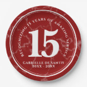 Elegant Red Marble 15 jaar Jubileum Papieren Bordje (Voorkant)