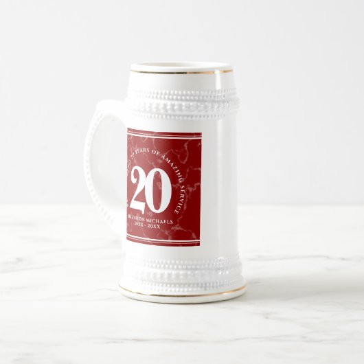 Elegant Red Marble 20 jaar Jubileum Bierpul (Voorkant links)