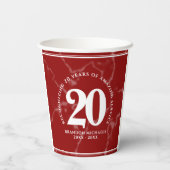 Elegant Red Marble 20 jaar Jubileum Papieren Bekers (Achterkant)