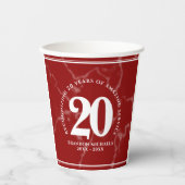 Elegant Red Marble 20 jaar Jubileum Papieren Bekers (Voorkant)