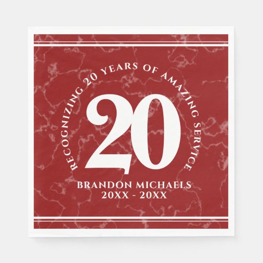 Elegant Red Marble 20 jaar Jubileum Servet (Voorkant)