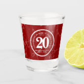 Elegant Red Marble 20 jaar Jubileum Shot Glas (Voorkant)