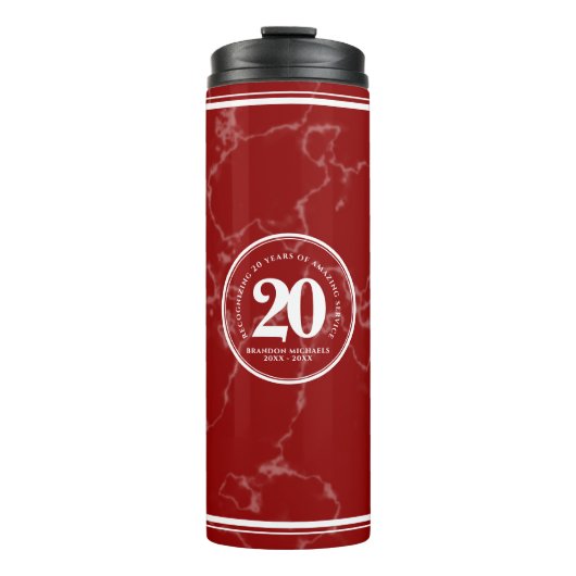 Elegant Red Marble 20 jaar Jubileum Thermosbeker (Voorkant)