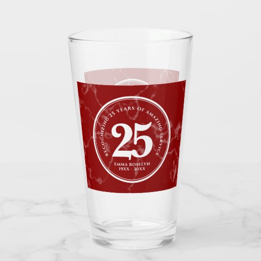 Elegant Red Marble 25 jaar Jubileum Glas (Achterkant)