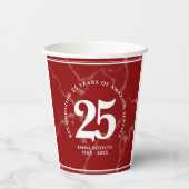 Elegant Red Marble 25 jaar Jubileum Papieren Bekers (Achterkant)