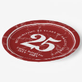 Elegant Red Marble 25 jaar Jubileum Papieren Bordje (Gekanteld)