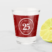 Elegant Red Marble 25 jaar Jubileum Shot Glas (Voorkant)
