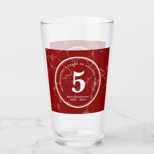 Elegant Red Marble 5 jaar Jubileum Glas (Achterkant)