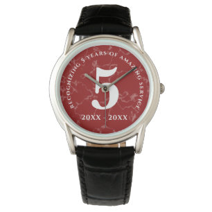 Elegant Red Marble 5 jaar Jubileum Horloge