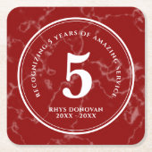 Elegant Red Marble 5 jaar Jubileum Kartonnen Onderzetters (Voorkant)