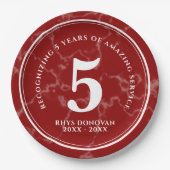 Elegant Red Marble 5 jaar Jubileum Papieren Bordje (Voorkant)