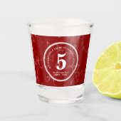 Elegant Red Marble 5 jaar Jubileum Shot Glas (Voorkant)