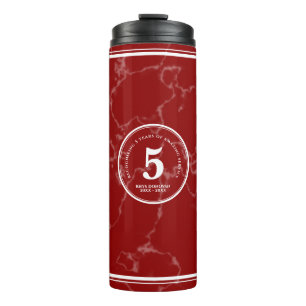 Elegant Red Marble 5 jaar Jubileum Thermosbeker