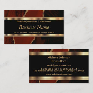 Elegant Red Marble en Gold Visitekaartje
