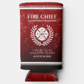 Elegant Red Marble Firefighter Retirement Seltzer Blikjeskoeler (Voorkant)