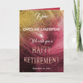 Elegant Red Marble Gold Glitter Happy Retirement Kaart (Voorkant)