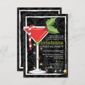Elegant Red Martini Kerstmis cocktail Party Kaart (Voorkant / Achterkant)