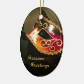 Elegant Red Masquerade Mask Holiday Ornament (Links)