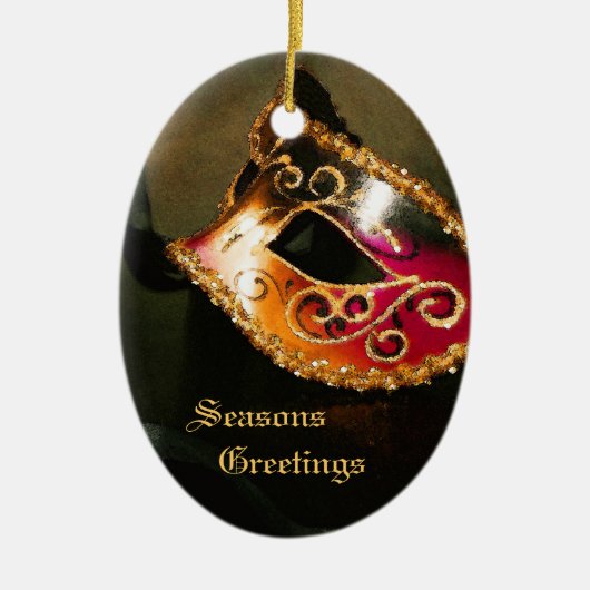 Elegant Red Masquerade Mask Holiday Ornament (Voorkant)