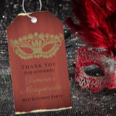 Elegant Red Masquerade zestiende verjaardag Cadeaulabel