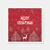 Elegant Red Merry Christmas Deer and Snowflake Servet (Voorkant)