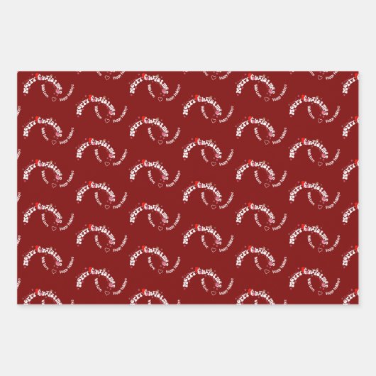 Elegant Red Merry Christmas Graffiti gemberhuis Inpakpapier Vel (Voorkant 2)