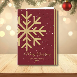 Elegant Red Merry Christmas Snowflake Folded Feestdagen Kaart