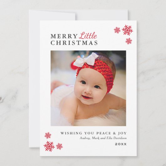 Elegant Red Merry - kerstfoto Feestdagenkaart (Voorkant)