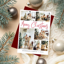 Elegant Red Merry-kerstkalligrafie Foto