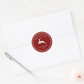Elegant Red Merry-kerstrenrendiercadeau Ronde Sticker (Envelop)