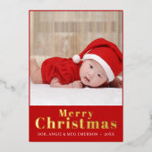 Elegant Red Merry Little kerstfoto Collage Folie Uitnodiging (Voorkant)