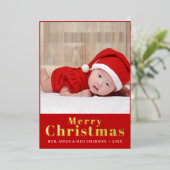 Elegant Red Merry Little kerstfoto Collage Folie Uitnodiging (Staand Voorkant)