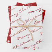 Elegant Red Merry Prettige feestdagen Script Inpakpapier Vel (In situ)
